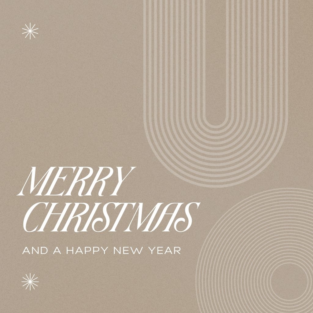 Dark Beige and White Minimalist Joyful Modern Text Greeting for Christmas and New Year Holiday 2022 Instagram Post Canva Template