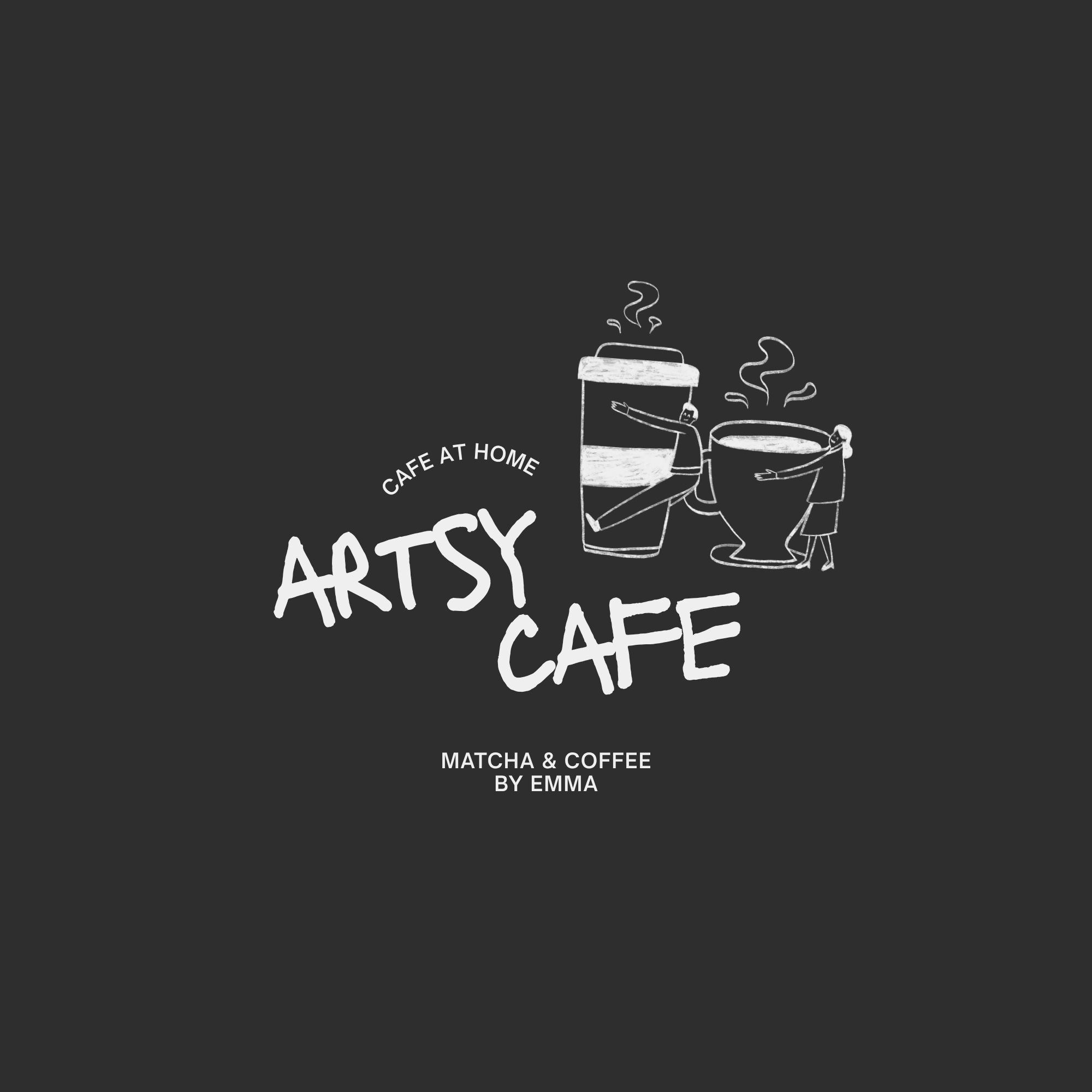 Black Illustrated Playful Cafe Logo