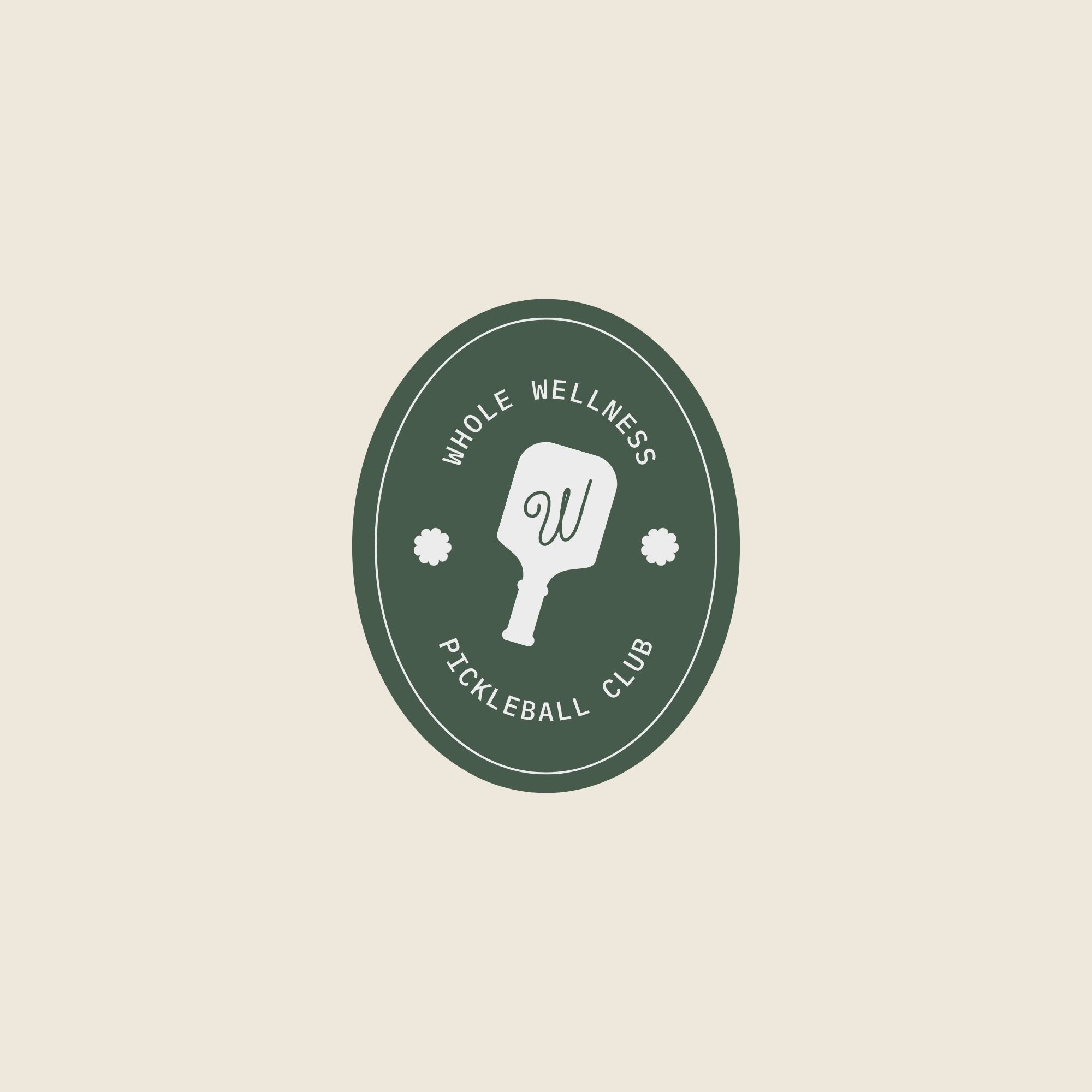Cream and Green Classic Sporty Pickleball Club Logo