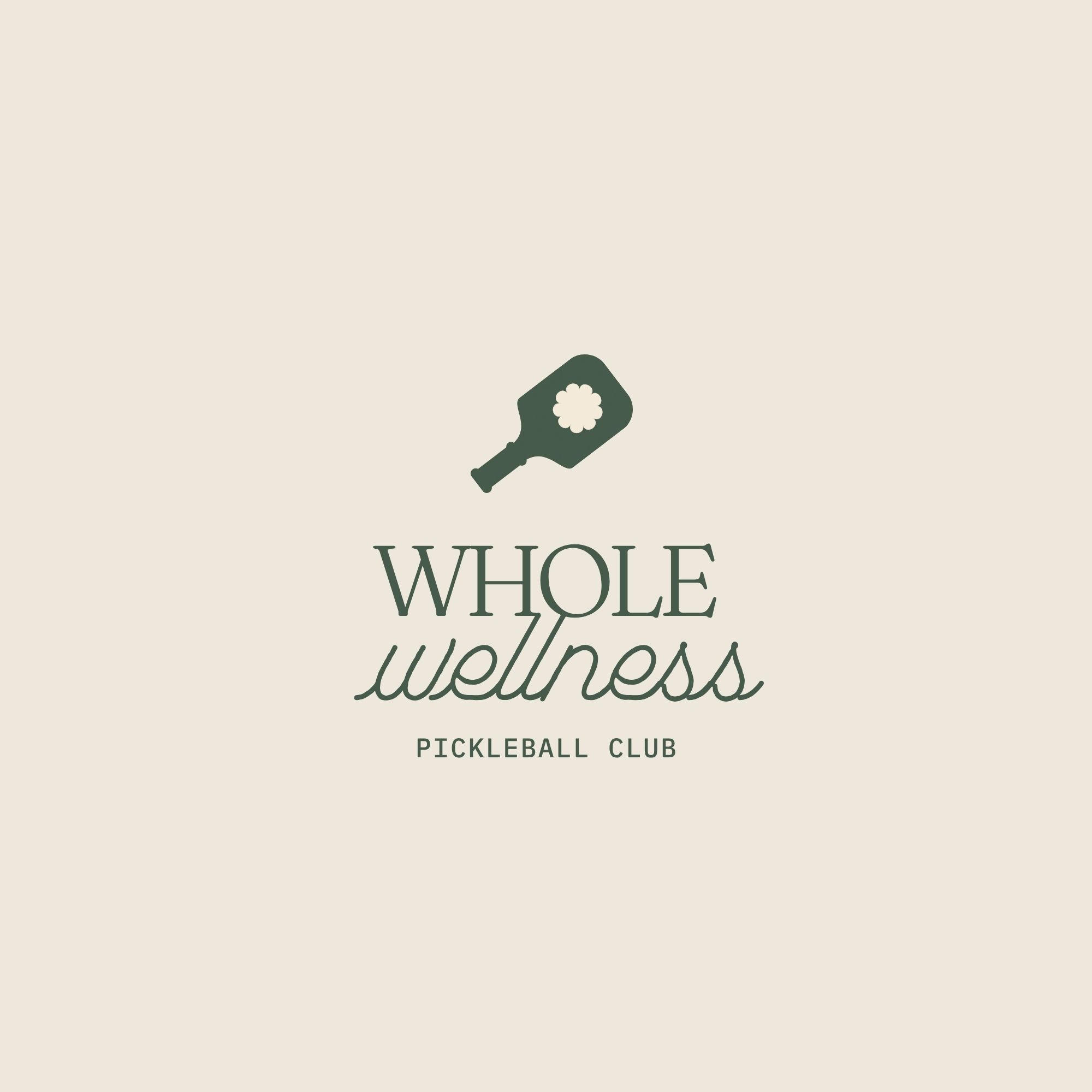 Cream and Green Minimalist Pickleball Logo