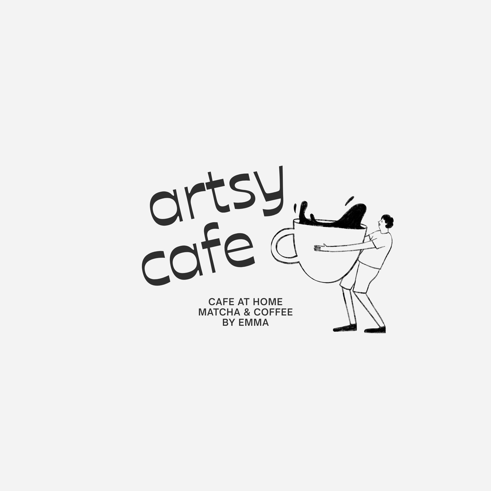 Black Minimalist Illustrated Cafe Logo