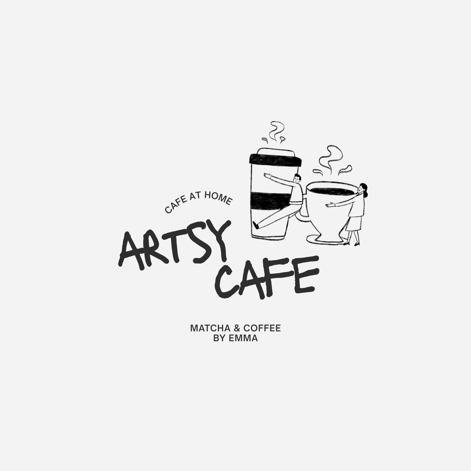 Black Illustrated Playful Cafe Logo
