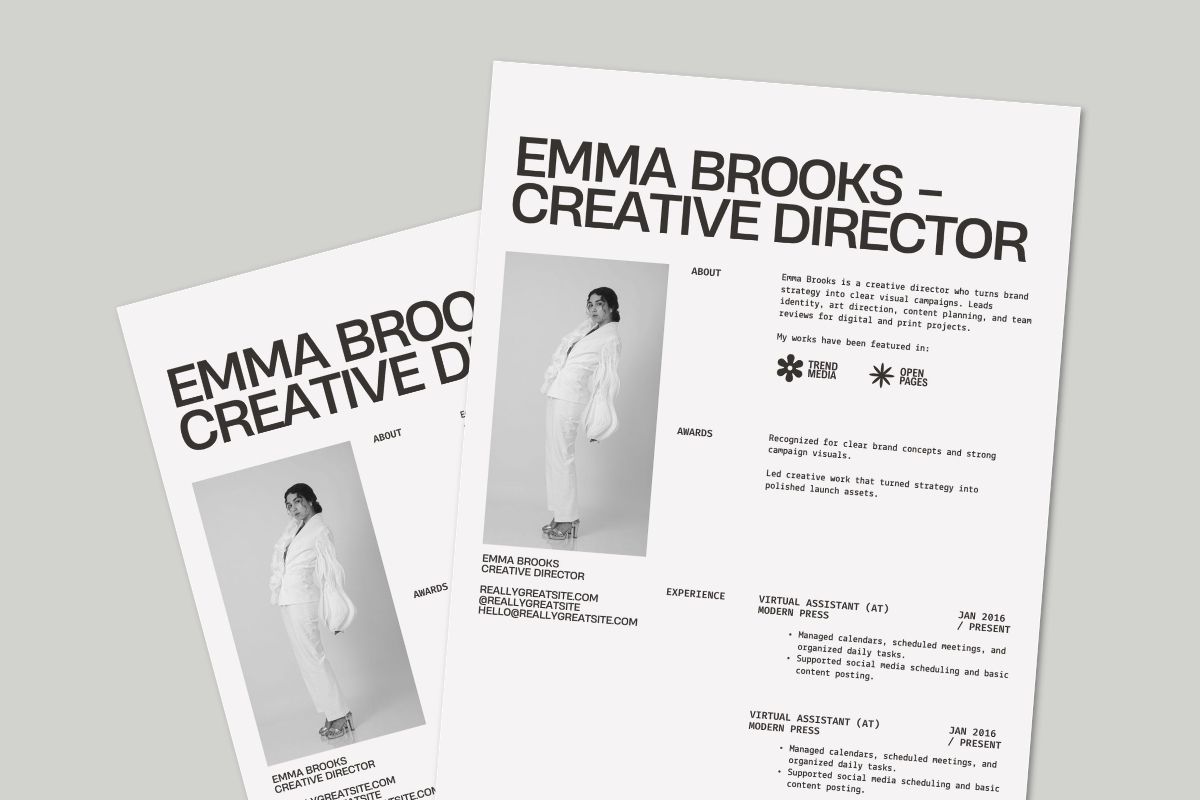 Black and Gray Minimalist Modern Creative Director Free Canva Template