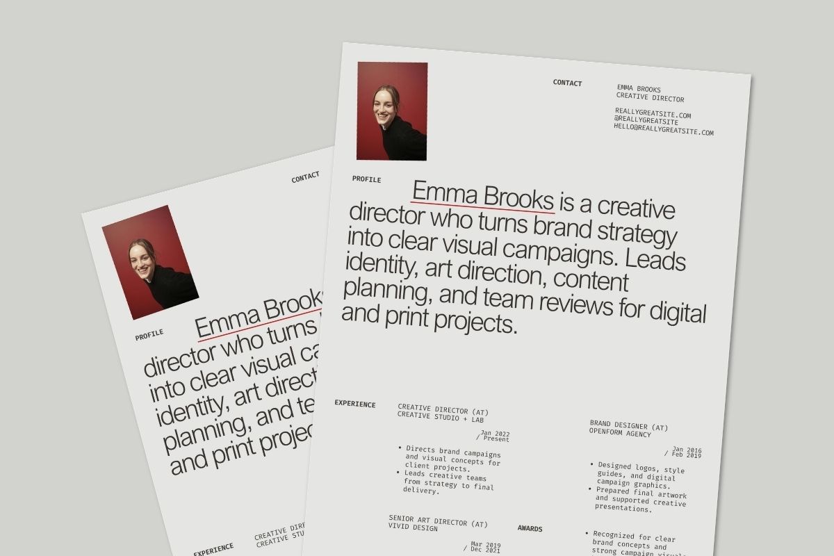 Gray Modern Creative Director Resume Free Canva Template
