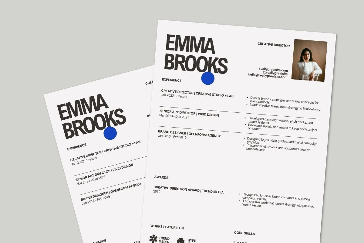 Neutral Black Minimalist Creative Director Resume Free Canva Template